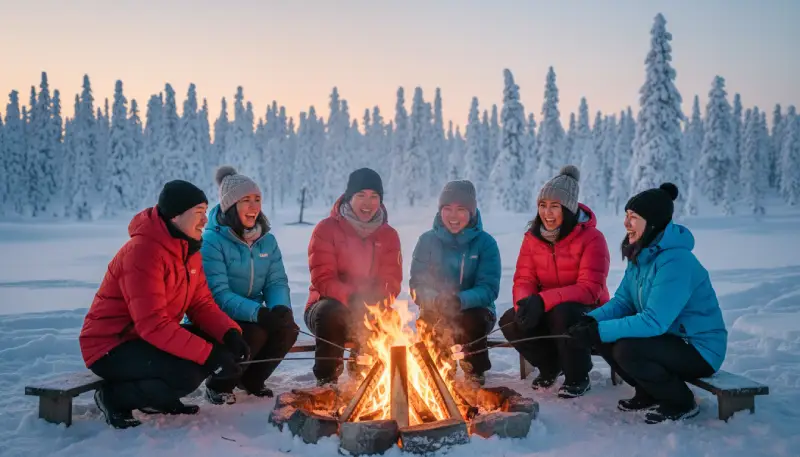 happy-people-fire Happy people around the fire place